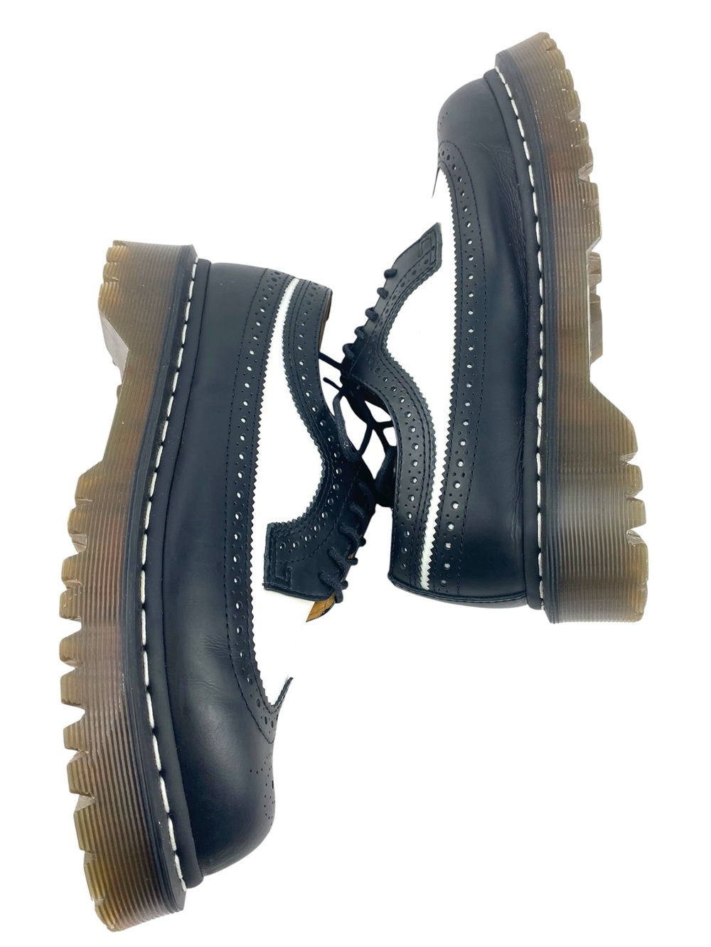 Dr. Martens 3989 Bex Smooth Leather Brogue Shoes Black White Mens 7 Womens 8 - Picture 12 of 14